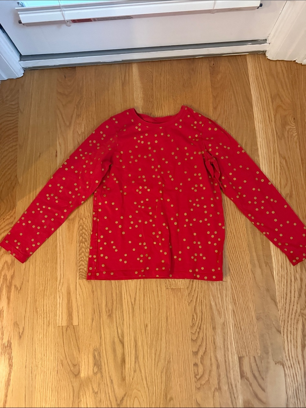 Hanna Andersson Red Long-Sleeve Tee with Gold Dot Pattern